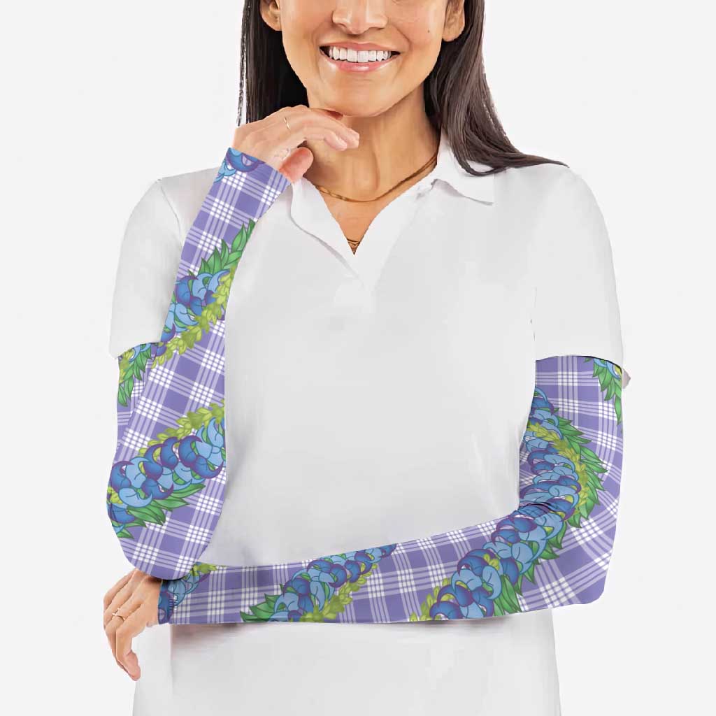 Hawaii Jade Vine Lei Arm Sleeves Aloha Palaka Motif - Purple - Polynesian Pride