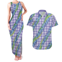 Hawaii Jade Vine Lei Couples Matching Tank Maxi Dress and Hawaiian Shirt Aloha Palaka Motif - Purple LT14 Purple - Polynesian Pride