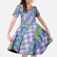Hawaii Jade Vine Lei Family Matching Mermaid Dress and Hawaiian Shirt Aloha Palaka Motif - Purple LT14 Daughter's Dress Purple - Polynesian Pride