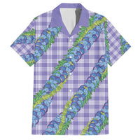 Hawaii Jade Vine Lei Family Matching Off Shoulder Maxi Dress and Hawaiian Shirt Aloha Palaka Motif - Purple LT14 Dad's Shirt - Short Sleeve Purple - Polynesian Pride
