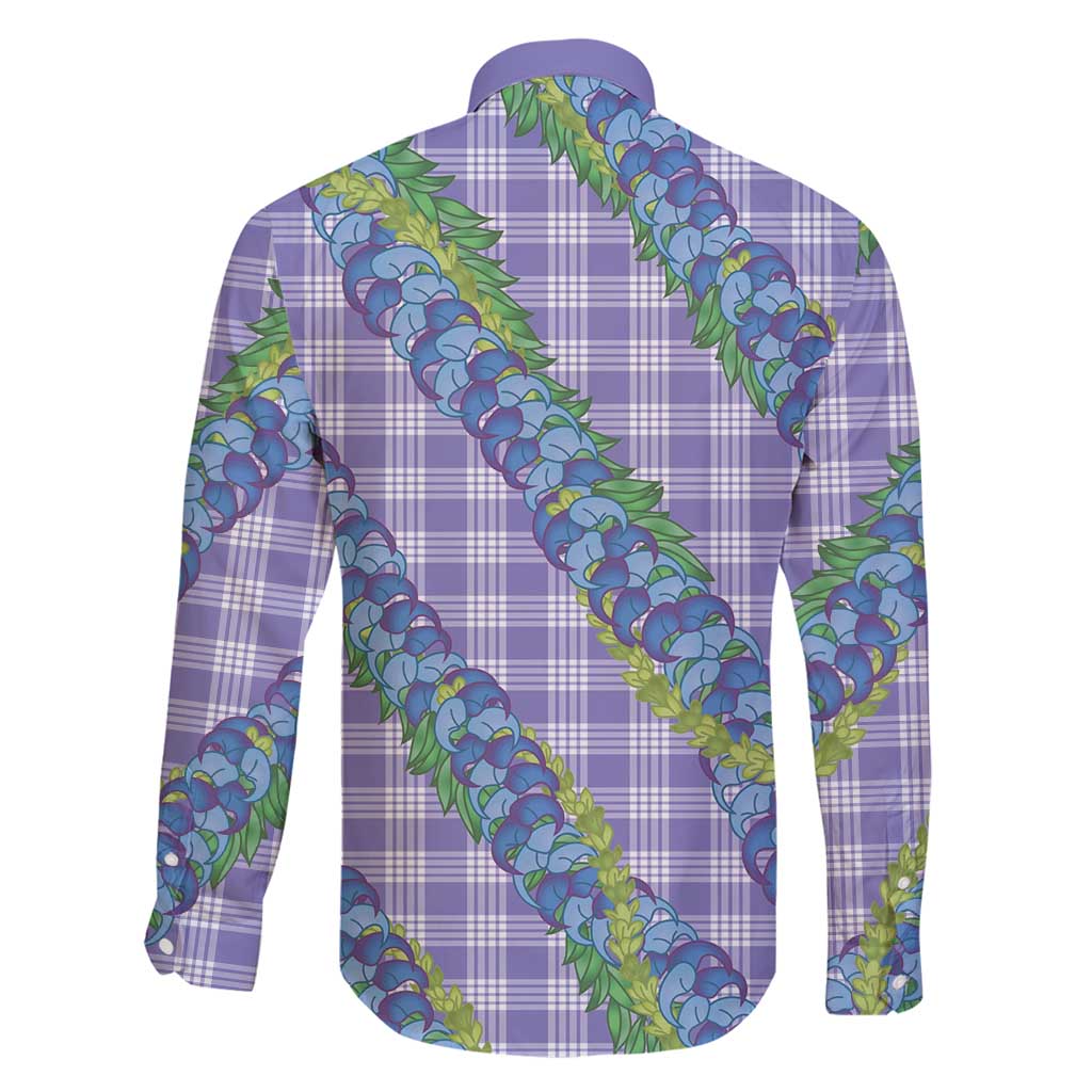 Hawaii Jade Vine Lei Family Matching Off Shoulder Maxi Dress and Hawaiian Shirt Aloha Palaka Motif - Purple LT14 - Polynesian Pride