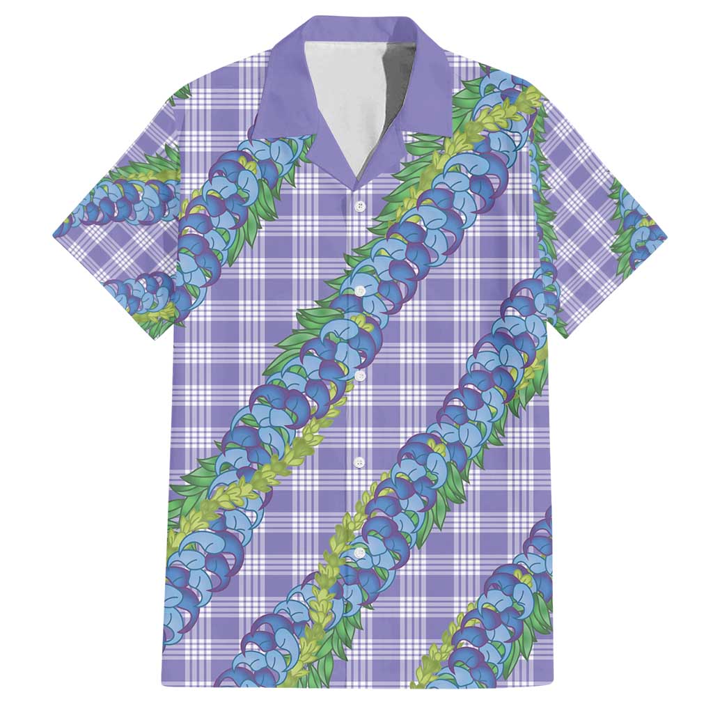 Hawaii Jade Vine Lei Family Matching Puletasi and Hawaiian Shirt Aloha Palaka Motif - Purple LT14 Dad's Shirt - Short Sleeve Purple - Polynesian Pride
