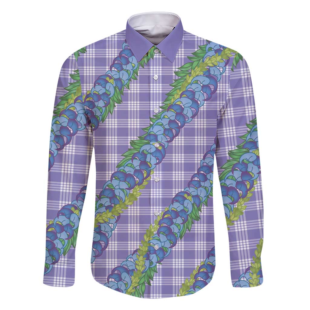Hawaii Jade Vine Lei Family Matching Short Sleeve Bodycon Dress and Hawaiian Shirt Aloha Palaka Motif - Purple LT14 Dad's Shirt - Long Sleeve Purple - Polynesian Pride