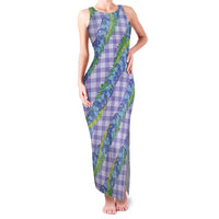Hawaii Jade Vine Lei Family Matching Tank Maxi Dress and Hawaiian Shirt Aloha Palaka Motif - Purple LT14 Mom's Dress Purple - Polynesian Pride