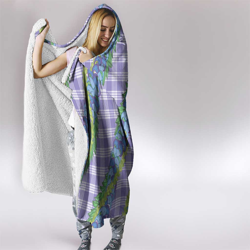 Hawaii Jade Vine Lei Hooded Blanket Aloha Palaka Motif - Purple - Polynesian Pride