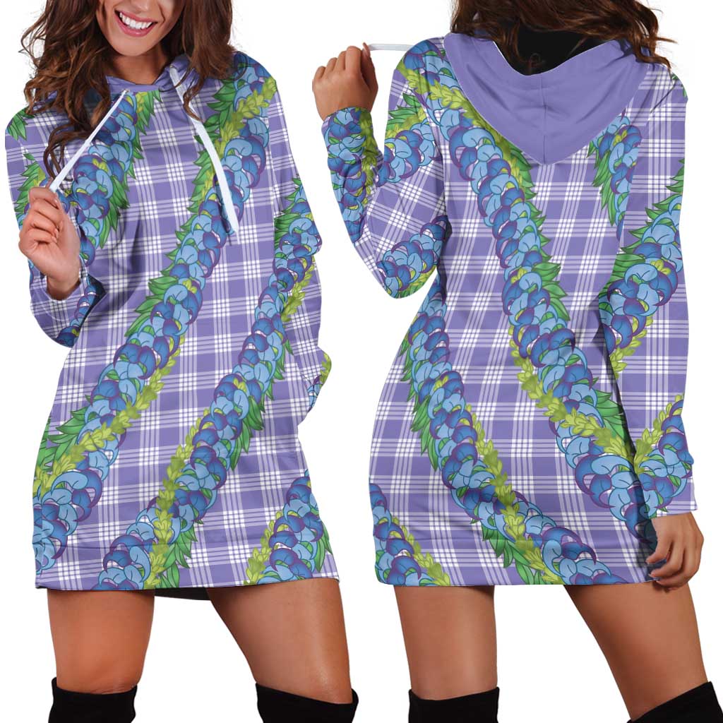 Hawaii Jade Vine Lei Hoodie Dress Aloha Palaka Motif - Purple LT14 - Polynesian Pride