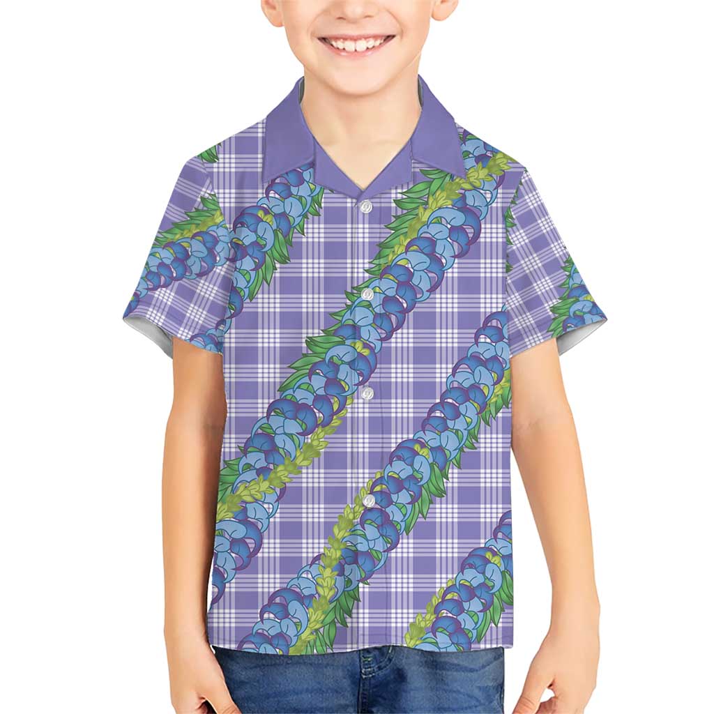 Hawaii Jade Vine Lei Kid Hawaiian Shirt Aloha Palaka Motif - Purple LT14 Kid Purple - Polynesian Pride