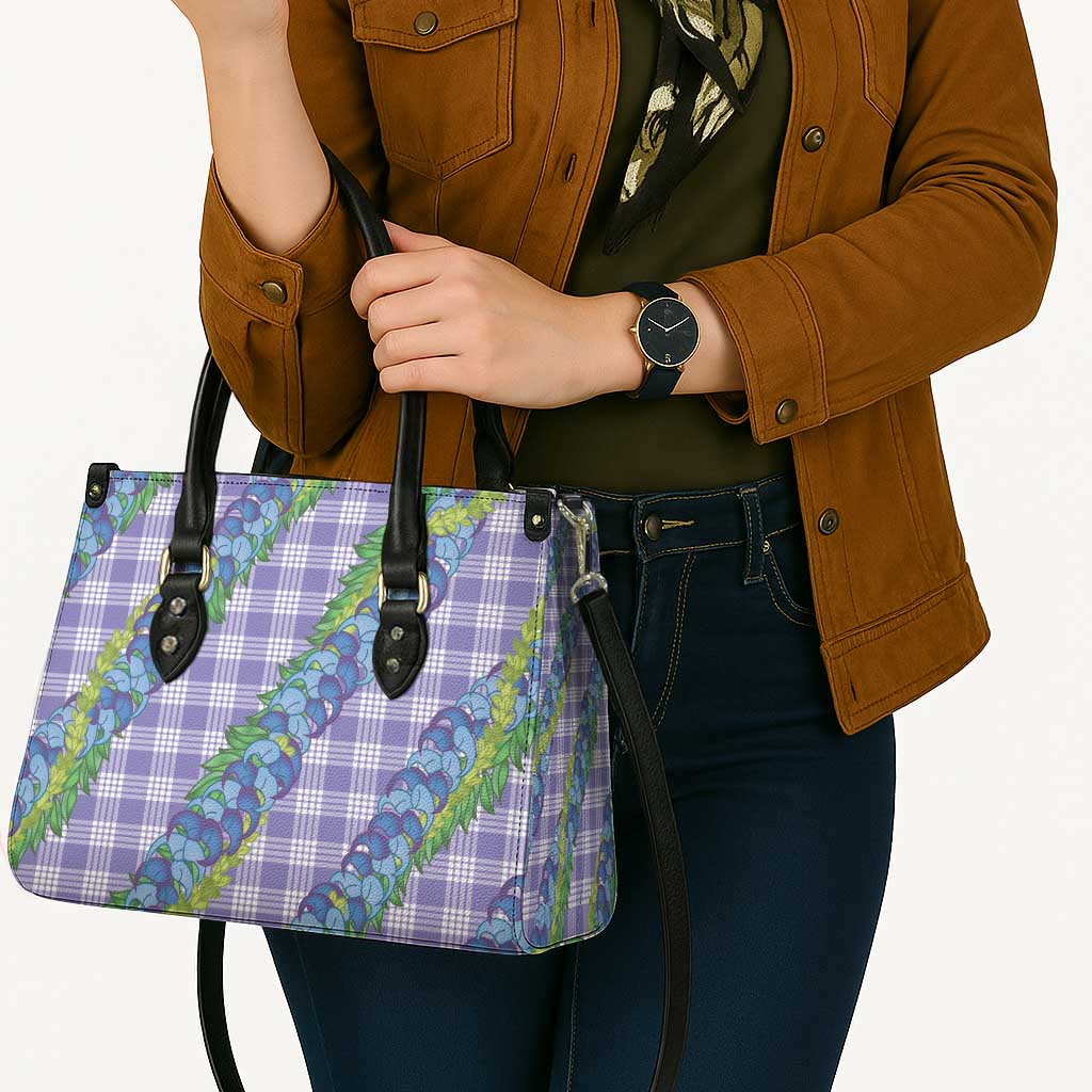Hawaii Jade Vine Lei Leather Bag Aloha Palaka Motif - Purple - Polynesian Pride