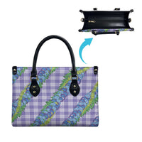 Hawaii Jade Vine Lei Leather Bag Aloha Palaka Motif - Purple - Polynesian Pride