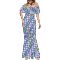 Hawaii Jade Vine Lei Mermaid Dress Aloha Palaka Motif - Purple - Polynesian Pride
