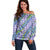Hawaii Jade Vine Lei Off Shoulder Sweater Aloha Palaka Motif - Purple - Polynesian Pride