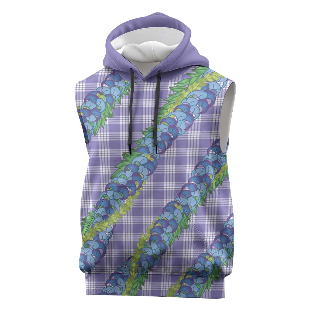 Hawaii Jade Vine Lei Sleeveless Hoodie Aloha Palaka Motif - Purple LT14 Purple - Polynesian Pride