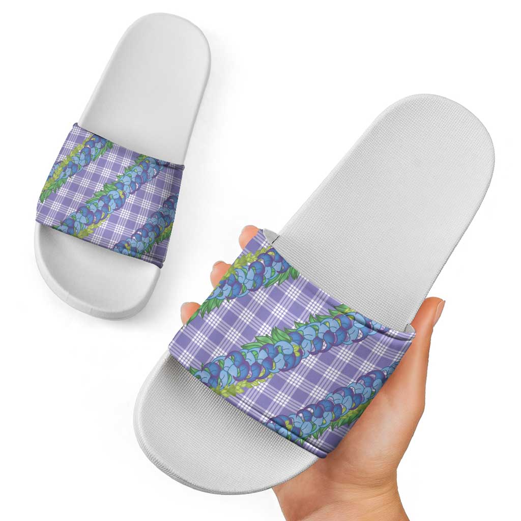 Hawaii Jade Vine Lei Slide Sandals Aloha Palaka Motif - Purple - Polynesian Pride