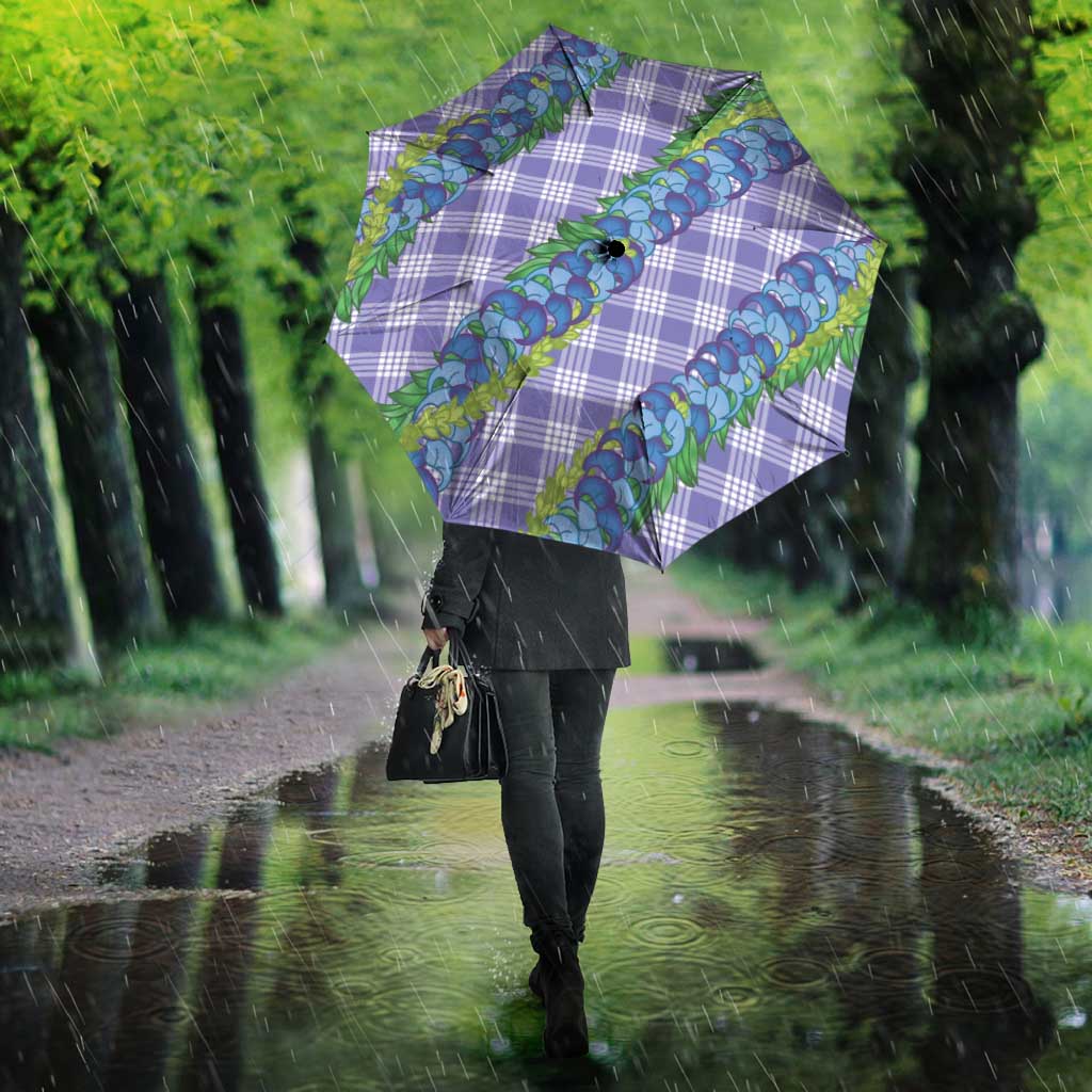 Hawaii Jade Vine Lei Umbrella Aloha Palaka Motif - Purple - Polynesian Pride