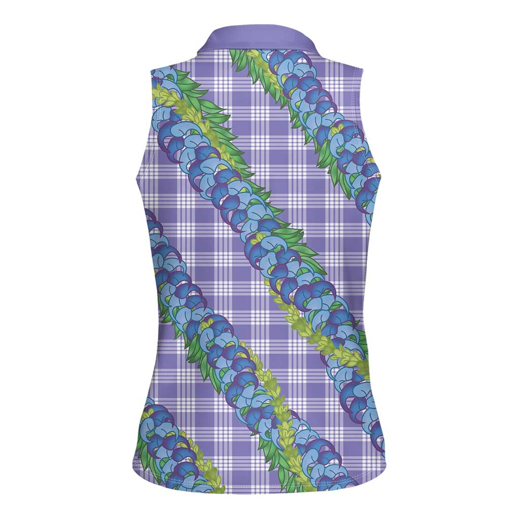 Hawaii Jade Vine Lei Women Sleeveless Polo Shirt Aloha Palaka Motif - Purple LT14 - Polynesian Pride