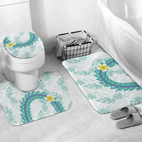 Jade Vine Lei Hawaii Bathroom Set Aloha Seamless Tropical Leaves LT14 Mat Set Only (3 pcs) One Size White - Polynesian Pride