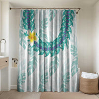 Jade Vine Lei Hawaii Bathroom Set Aloha Seamless Tropical Leaves LT14 Shower Curtain Only White - Polynesian Pride