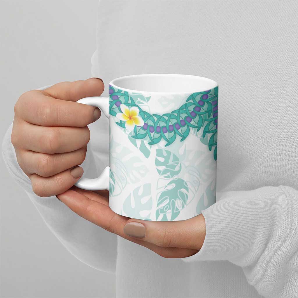 Jade Vine Lei Hawaii Ceramic Mug Aloha Seamless Tropical Leaves - Polynesian Pride