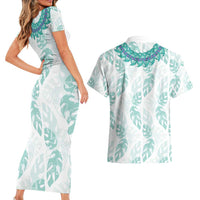 Jade Vine Lei Hawaii Couples Matching Short Sleeve Bodycon Dress and Hawaiian Shirt Aloha Seamless Tropical Leaves LT14 - Polynesian Pride