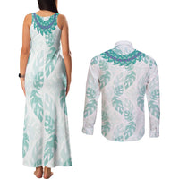 Jade Vine Lei Hawaii Couples Matching Tank Maxi Dress and Long Sleeve Button Shirt Aloha Seamless Tropical Leaves LT14 - Polynesian Pride