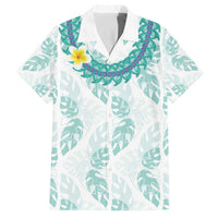 Jade Vine Lei Hawaii Family Matching Off The Shoulder Long Sleeve Dress and Hawaiian Shirt Aloha Seamless Tropical Leaves LT14 Dad's Shirt - Short Sleeve White - Polynesian Pride