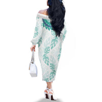 Jade Vine Lei Hawaii Family Matching Off The Shoulder Long Sleeve Dress and Hawaiian Shirt Aloha Seamless Tropical Leaves LT14 - Polynesian Pride
