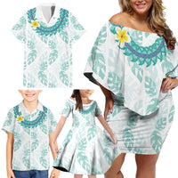 Jade Vine Lei Hawaii Family Matching Off Shoulder Short Dress and Hawaiian Shirt Aloha Seamless Tropical Leaves LT14 - Polynesian Pride
