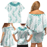 Jade Vine Lei Hawaii Family Matching Off Shoulder Short Dress and Hawaiian Shirt Aloha Seamless Tropical Leaves LT14 - Polynesian Pride