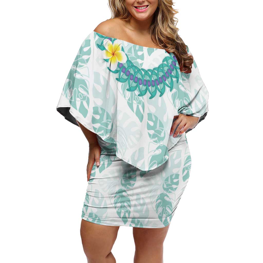 Jade Vine Lei Hawaii Family Matching Off Shoulder Short Dress and Hawaiian Shirt Aloha Seamless Tropical Leaves LT14 Mom's Dress White - Polynesian Pride