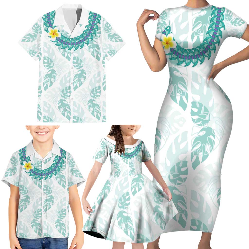 Jade Vine Lei Hawaii Family Matching Short Sleeve Bodycon Dress and Hawaiian Shirt Aloha Seamless Tropical Leaves LT14 - Polynesian Pride