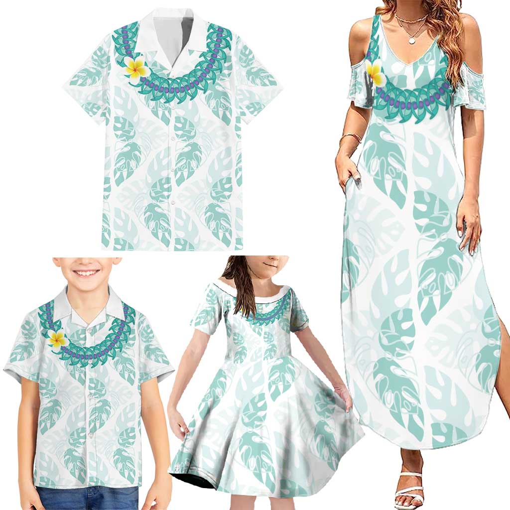 Jade Vine Lei Hawaii Family Matching Summer Maxi Dress and Hawaiian Shirt Aloha Seamless Tropical Leaves LT14 - Polynesian Pride