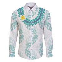 Jade Vine Lei Hawaii Family Matching Summer Maxi Dress and Hawaiian Shirt Aloha Seamless Tropical Leaves LT14 Dad's Shirt - Long Sleeve White - Polynesian Pride