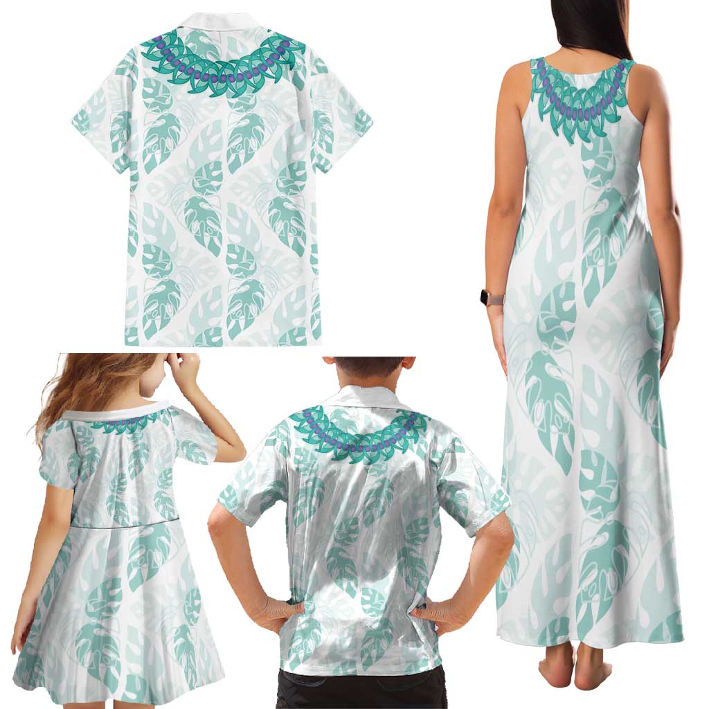 Jade Vine Lei Hawaii Family Matching Tank Maxi Dress and Hawaiian Shirt Aloha Seamless Tropical Leaves LT14 - Polynesian Pride