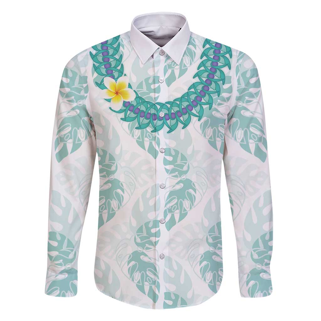 Jade Vine Lei Hawaii Family Matching Tank Maxi Dress and Hawaiian Shirt Aloha Seamless Tropical Leaves LT14 Dad's Shirt - Long Sleeve White - Polynesian Pride
