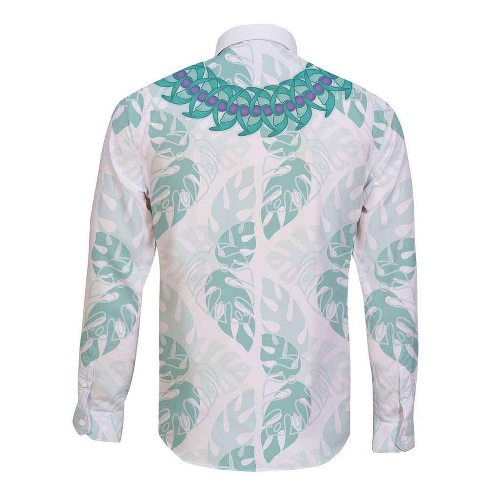 Jade Vine Lei Hawaii Long Sleeve Button Shirt Aloha Seamless Tropical Leaves - Polynesian Pride