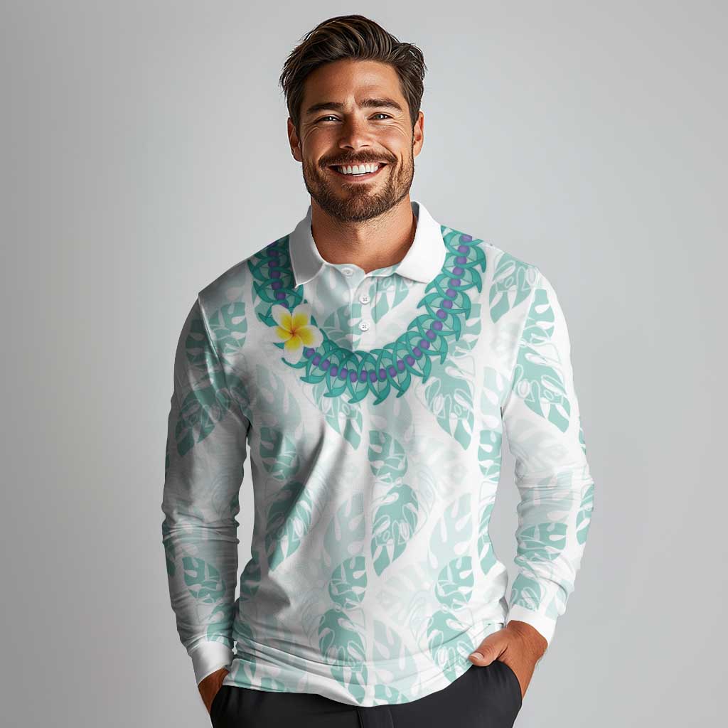 Jade Vine Lei Hawaii Long Sleeve Polo Shirt Aloha Seamless Tropical Leaves LT14 - Polynesian Pride