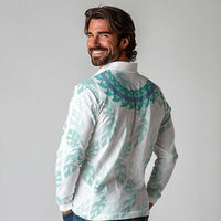 Jade Vine Lei Hawaii Long Sleeve Polo Shirt Aloha Seamless Tropical Leaves LT14 - Polynesian Pride