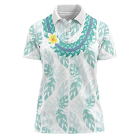 Jade Vine Lei Hawaii Women Polo Shirt Aloha Seamless Tropical Leaves - Polynesian Pride