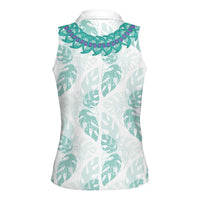Jade Vine Lei Hawaii Women Sleeveless Polo Shirt Aloha Seamless Tropical Leaves LT14 - Polynesian Pride