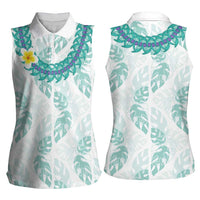 Jade Vine Lei Hawaii Women Sleeveless Polo Shirt Aloha Seamless Tropical Leaves LT14 - Polynesian Pride