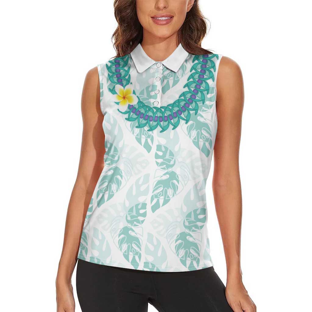 Jade Vine Lei Hawaii Women Sleeveless Polo Shirt Aloha Seamless Tropical Leaves LT14 - Polynesian Pride