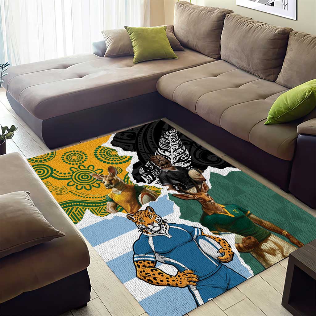 Rugby 2025 Championship Area Rug Southern Hemisphere Countries Mascots - Polynesian Pride