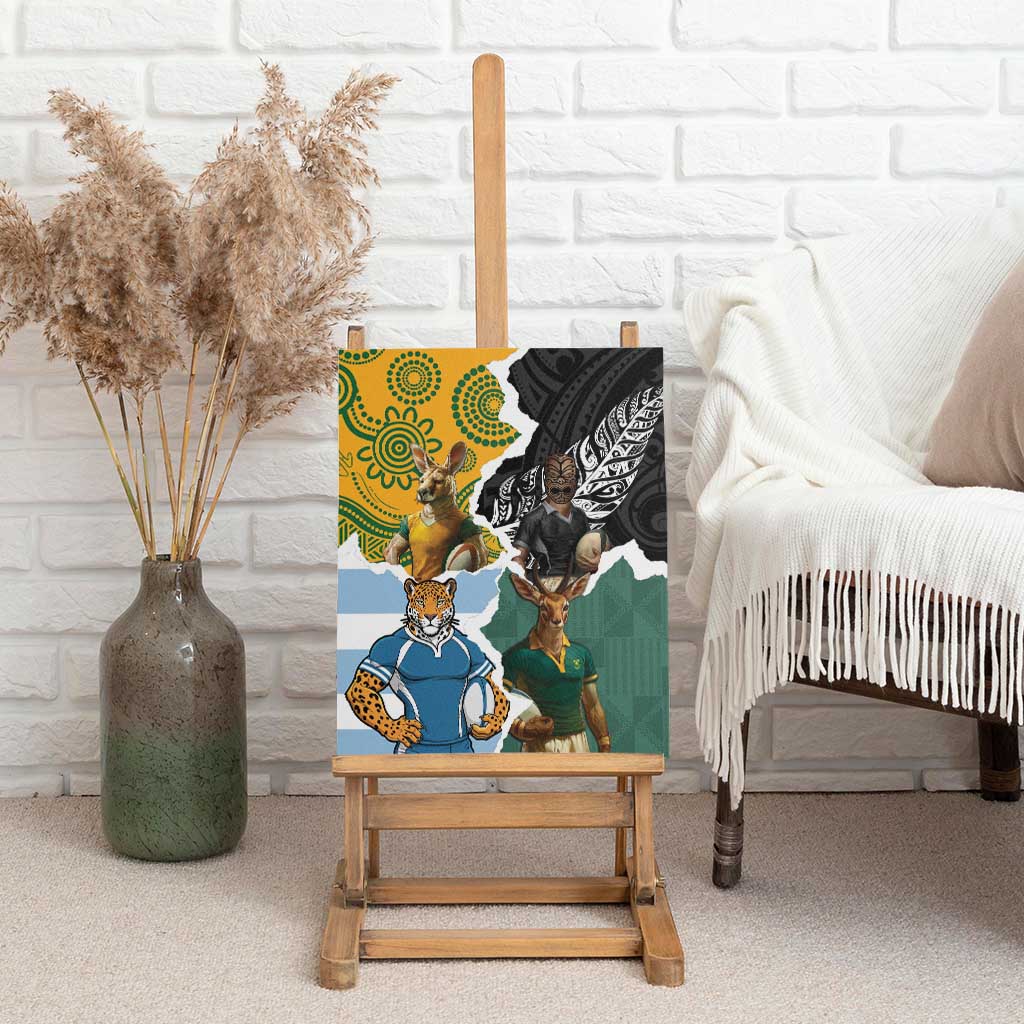 Rugby 2025 Championship Canvas Wall Art Southern Hemisphere Countries Mascots - Polynesian Pride