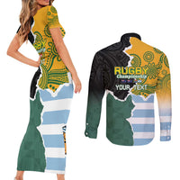 Personalised Rugby 2025 Championship Couples Matching Short Sleeve Bodycon Dress and Long Sleeve Button Shirt Southern Hemisphere Countries Mascots LT14 - Polynesian Pride