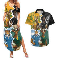 Personalised Rugby 2025 Championship Couples Matching Summer Maxi Dress and Hawaiian Shirt Southern Hemisphere Countries Mascots LT14 Black - Polynesian Pride
