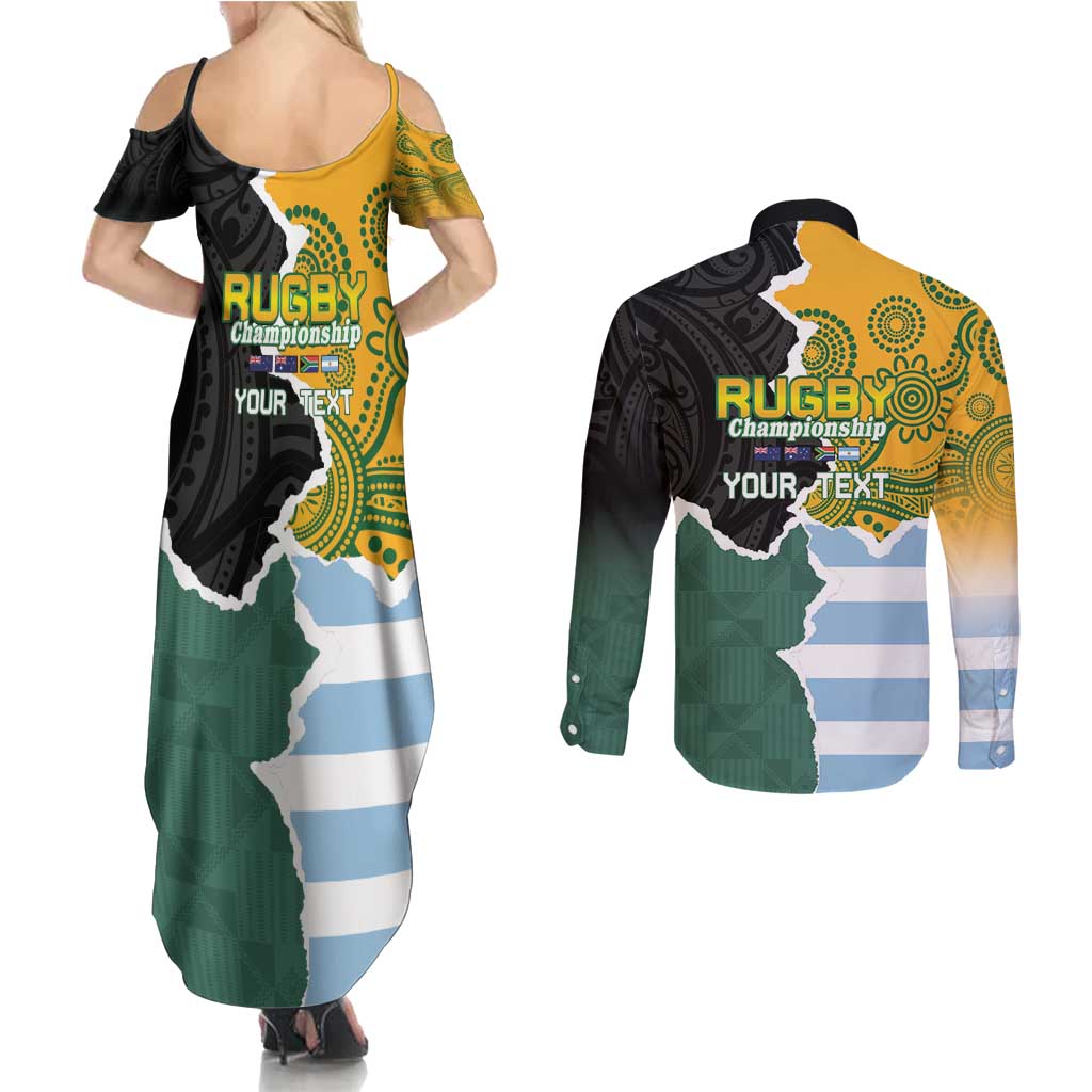 Personalised Rugby 2025 Championship Couples Matching Summer Maxi Dress and Long Sleeve Button Shirt Southern Hemisphere Countries Mascots LT14 - Polynesian Pride