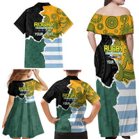 Personalised Rugby 2025 Championship Family Matching Off Shoulder Maxi Dress and Hawaiian Shirt Southern Hemisphere Countries Mascots LT14 - Polynesian Pride