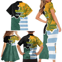 Personalised Rugby 2025 Championship Family Matching Short Sleeve Bodycon Dress and Hawaiian Shirt Southern Hemisphere Countries Mascots LT14 - Polynesian Pride