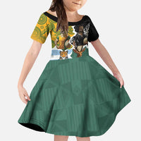 Personalised Rugby 2025 Championship Family Matching Tank Maxi Dress and Hawaiian Shirt Southern Hemisphere Countries Mascots LT14 Daughter's Dress Black - Polynesian Pride