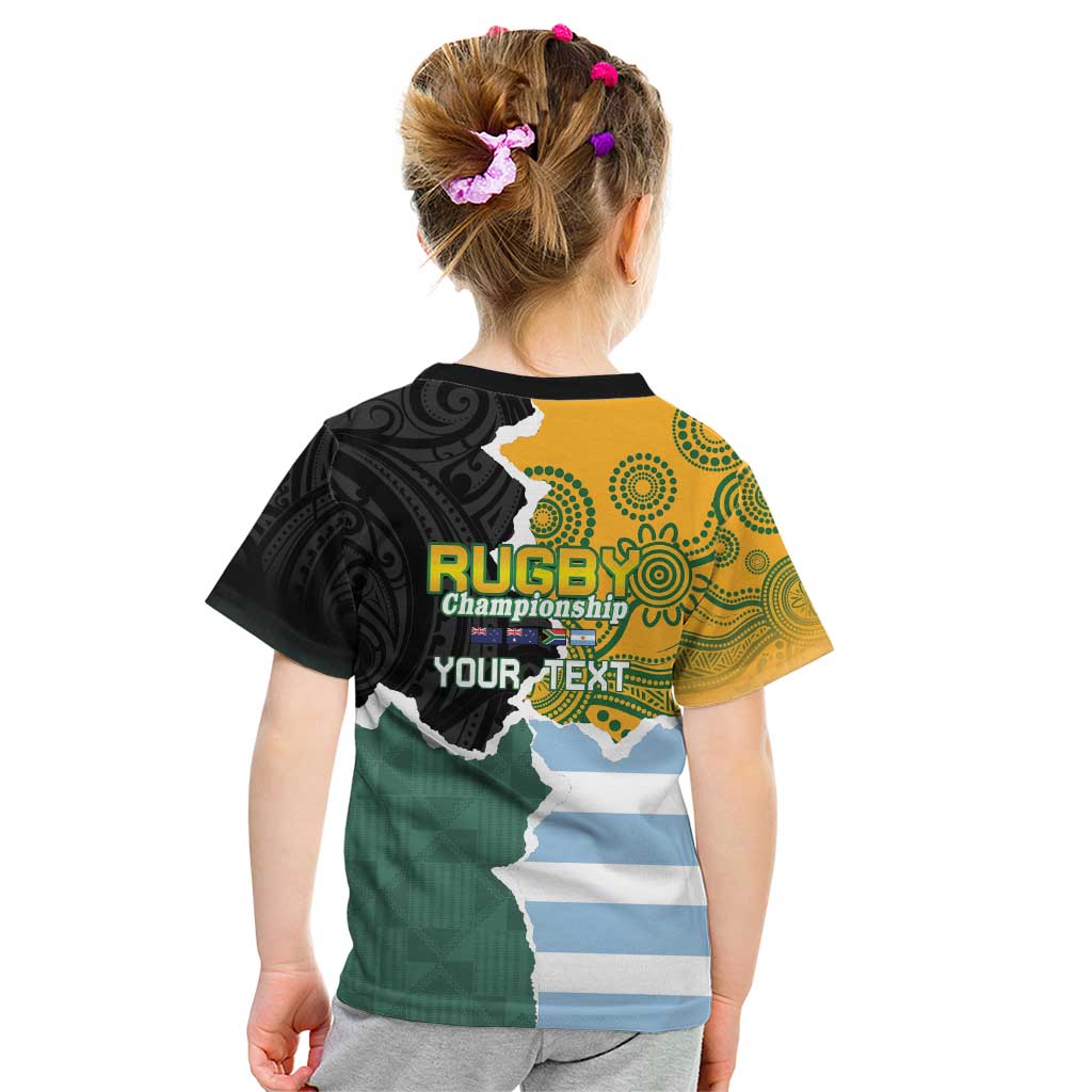 Personalised Rugby 2025 Championship Kid T Shirt Southern Hemisphere Countries Mascots - Polynesian Pride